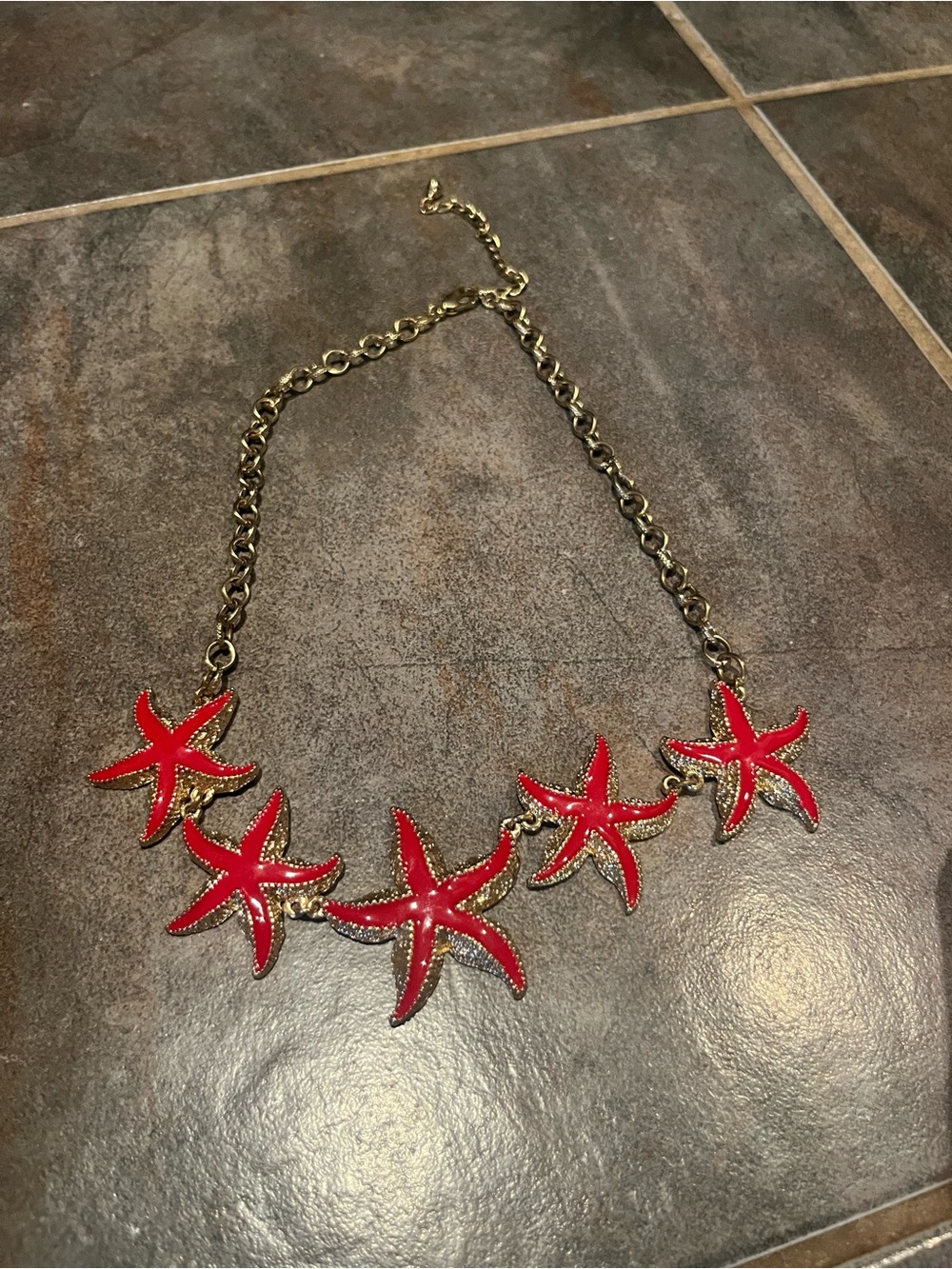 Red Starfish Statement Necklace